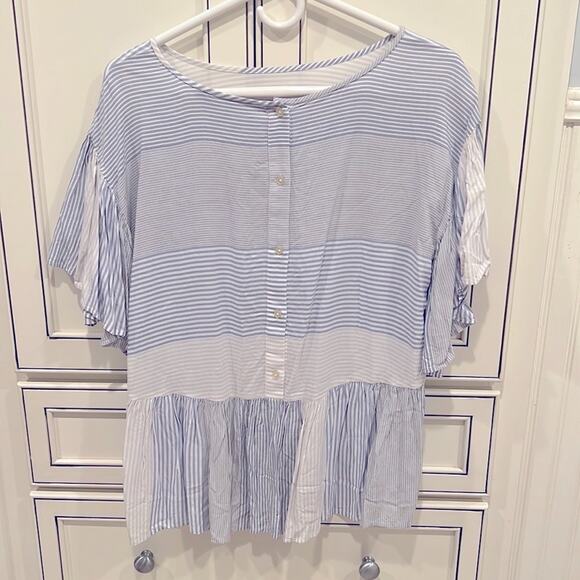 VGUC LOFT blue and white stripe blouse - Picture 7 of 9